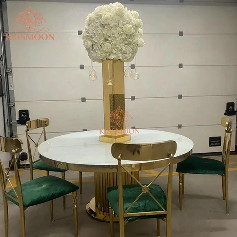 custom.Modern Luxury Stainless Steel Round Wedding Table Hotel Events Hotel Furniture Corrosion-resistant & Durable