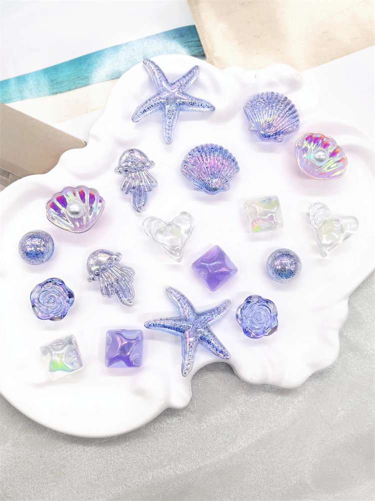 18 Stück Transparente Seestern- und Muschel-Schuhcharms DIY-Dekorationen Blumen-Clogs Schuhschnallen Zubehör Oktopus-Schuhclips Dekor – Detail 6