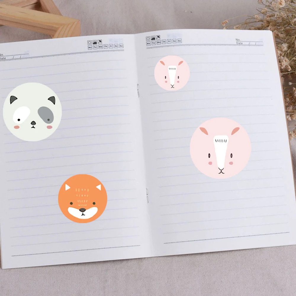 100-500pcs Cute Sticker for Kids Animals Face Reward Sticker for Classroom Teacher Supplies Motivational Scrapbooking