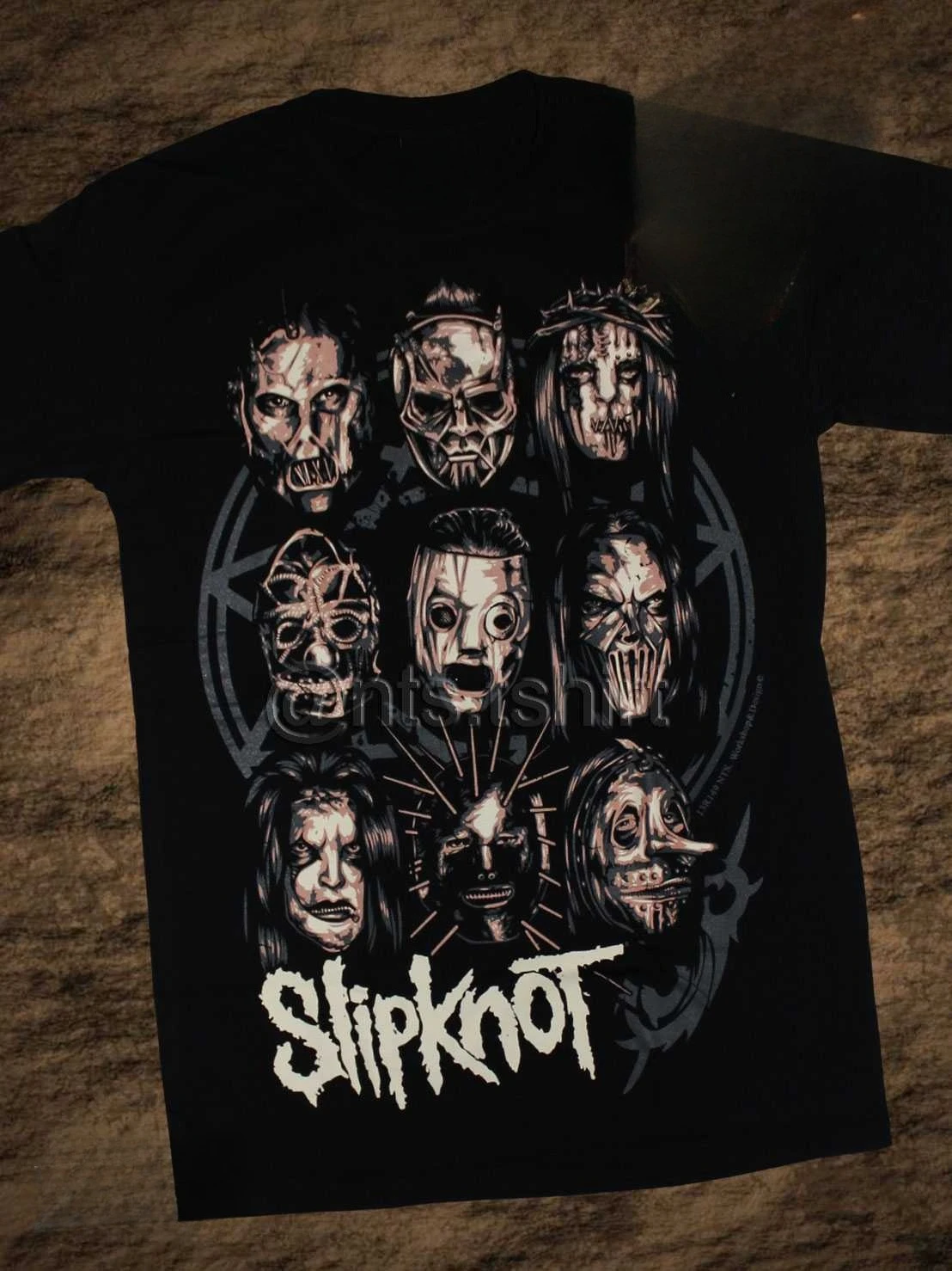 Slipknot 9 Members Mask Lineup Nonagram Band Graphic T-Shirt Cotton Men Women Streetwear Tee