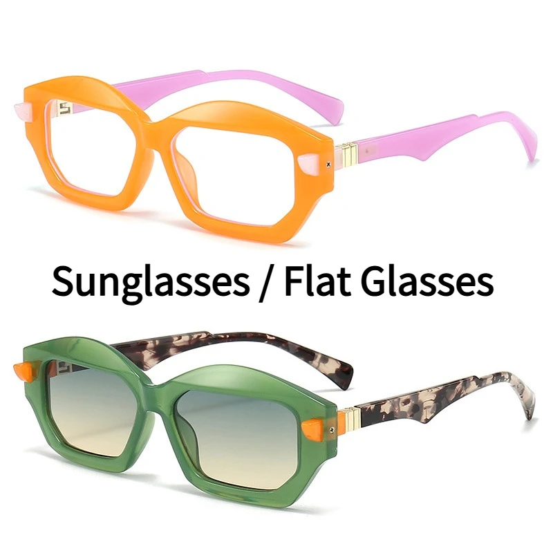 Sonnenbrille / flache Brille, UV-beständige Dekoration, gepaart mit Brille, UV400, vielseitige Brille für Erwachsene