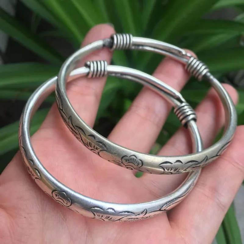 Tibetan silver with characters wealth, ethnic style fortune, prosperity, and longevity bracelet,