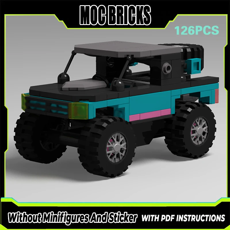 

City Car Model MOC Building Bricks Small Black Off-Road Truck Modular Technology Gifts Holiday Assemble Children Toys Suit