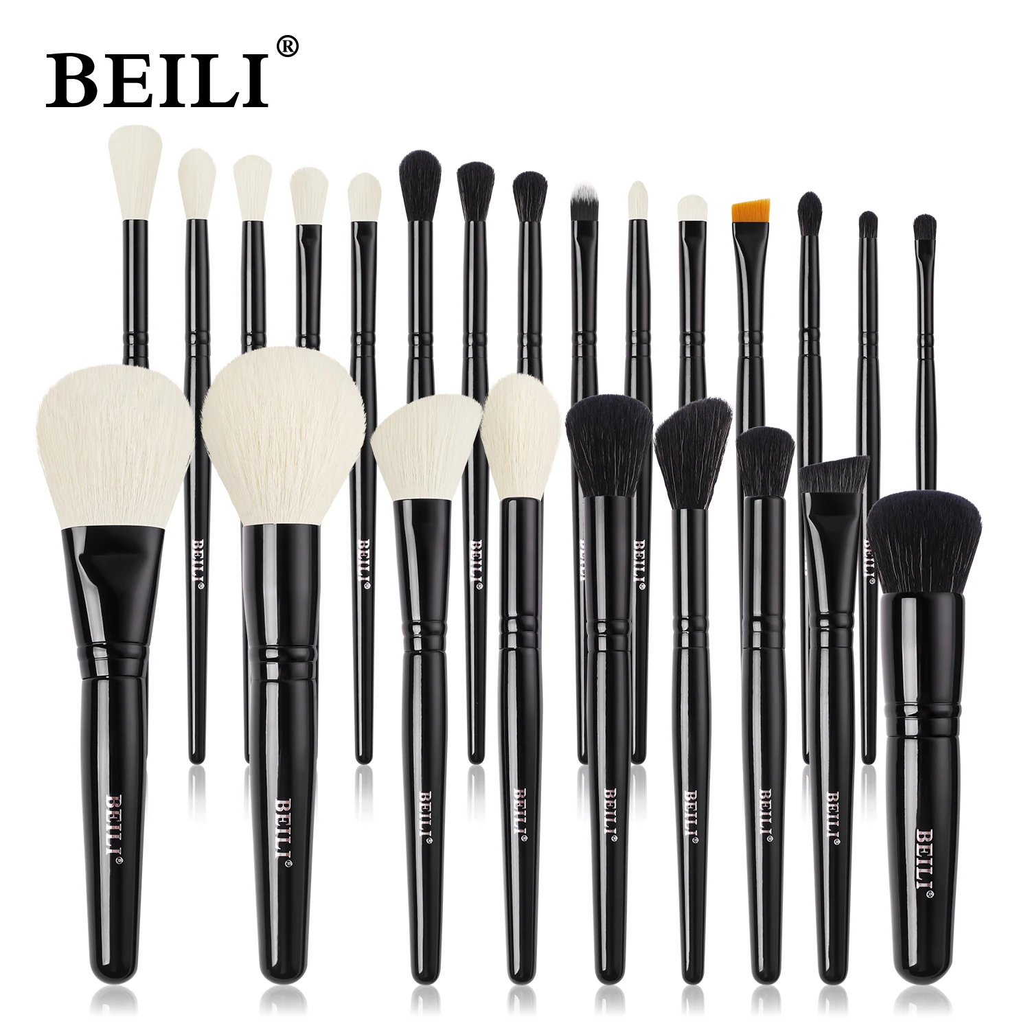 

BEILI Professional Black Makeup Brushes for Foundation Loose Powder Blush Highlight Eyebrow Eyeliner Blending Cosmetic Brush Set