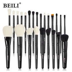 BEILI Professional Black Makeup Brushes for Foundation Loose Powder Blush Highlight Eyebrow Eyeliner Blending Cosmetic Brush Set