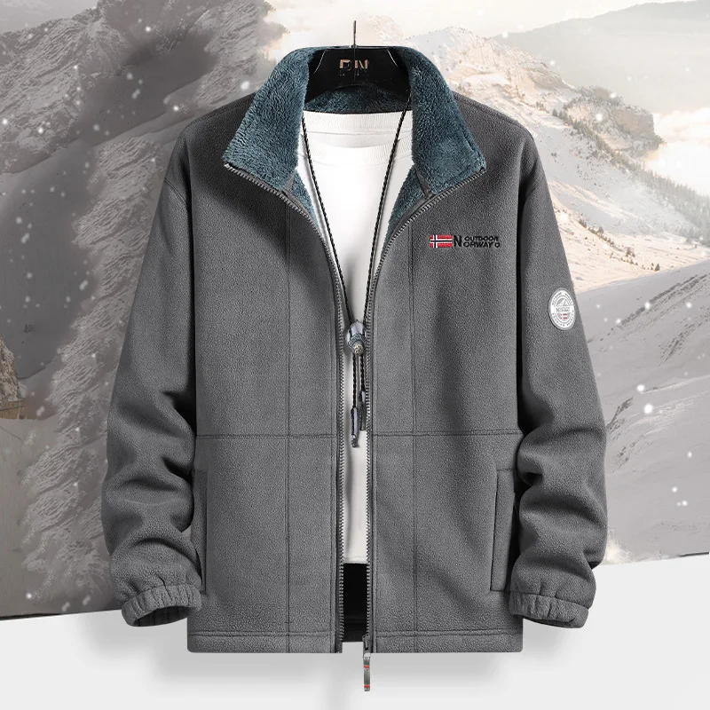 Winter Fleece Jacket Men's high quality Thickened fleece-lined Windproof Warm Parka 2024 Casual Hiking Snowboard Cold-proof Coat