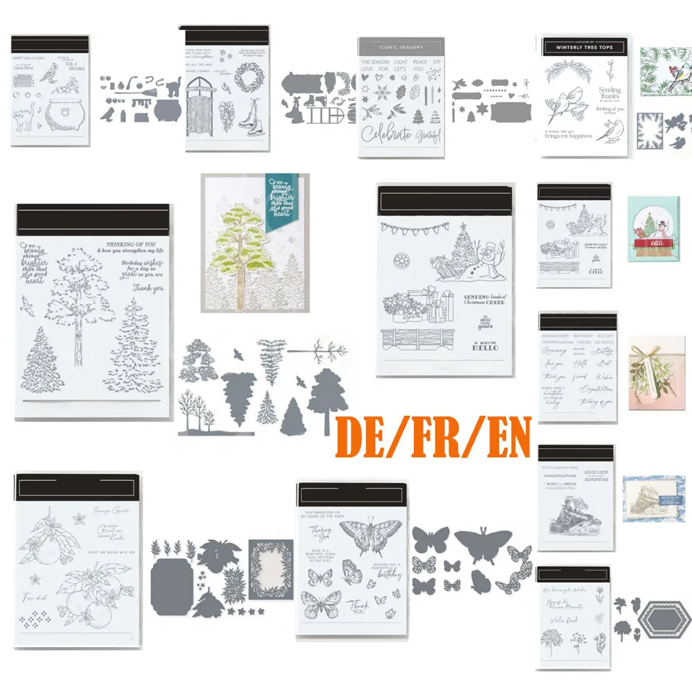 

2024 Spring Flowers Animals Wish French Clear Stamps And Cutting Dies German Stamping Dies Making Card Scrapbooking Crafts Decor