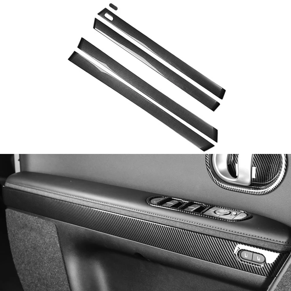 Car Interior Mouldings Carbon Fiber Inner Door Frame Strip Sticker Window Button Side Panel Cover Trim For Hyundai Ioniq 5 LHD