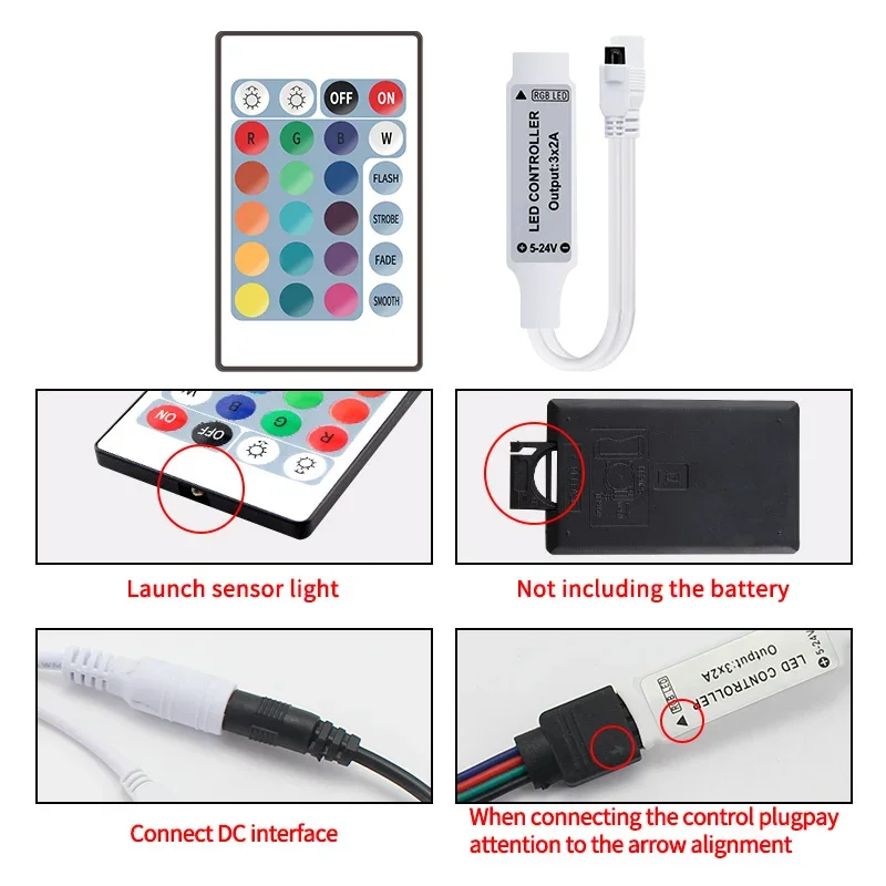 DC 12V SMD2835 RGB LED 5M Waterproof Light Strip 60LEDs/M 24 Keys Wireless Remote Controller 12V 1A EU Plug Adapter