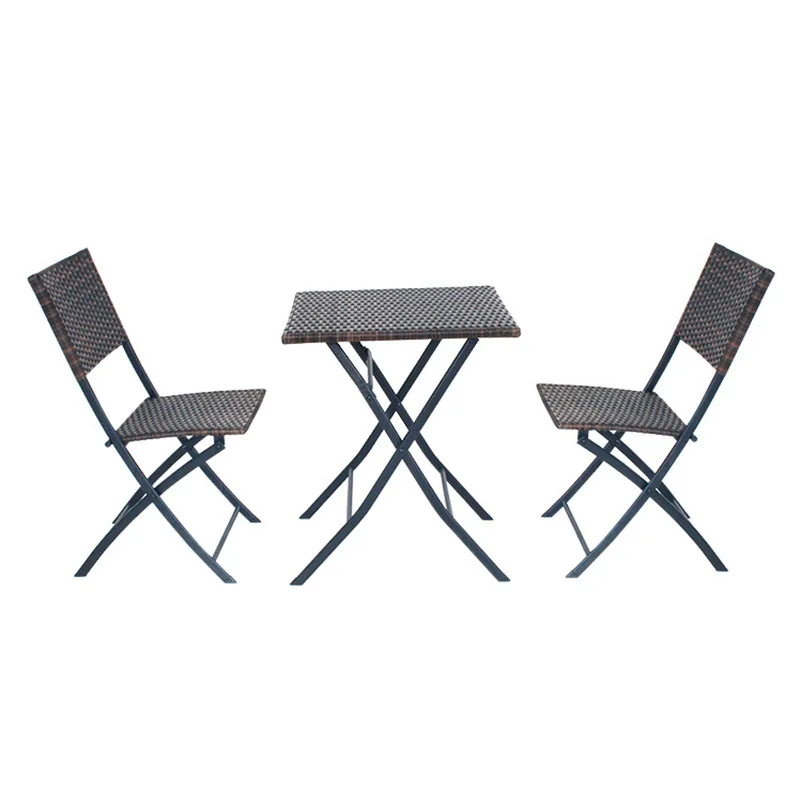 

gj-Hot Outdoor Rattan Folding Chair Three-piece Patio Balcony Garden Outdoor Table and Chair Set&