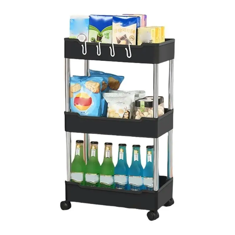 

E8BD Profile Bathroom Storage Cart Multi Layer Kitchen Organizers Rolling Shelves With For Narrow Spaces