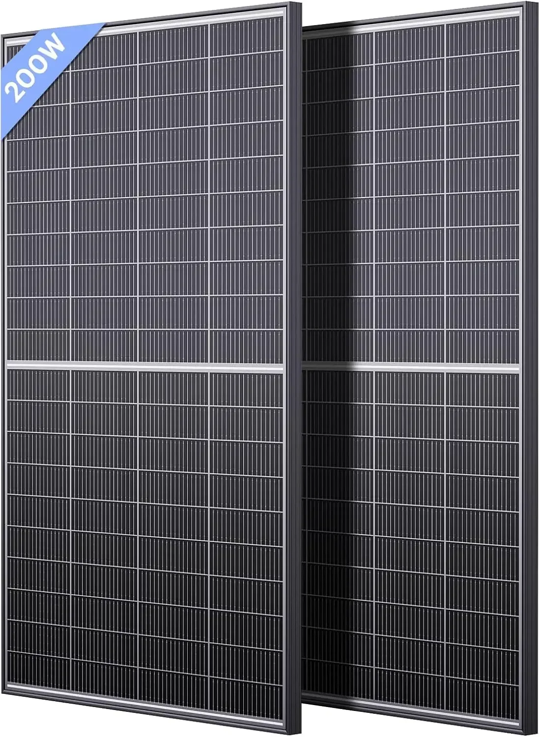 25% High Efficiency, Dual-module Parallel Anti-Shade Design, for RV Van Marine Home Rooftop Off-Grid Systems (2 Pack 200W)