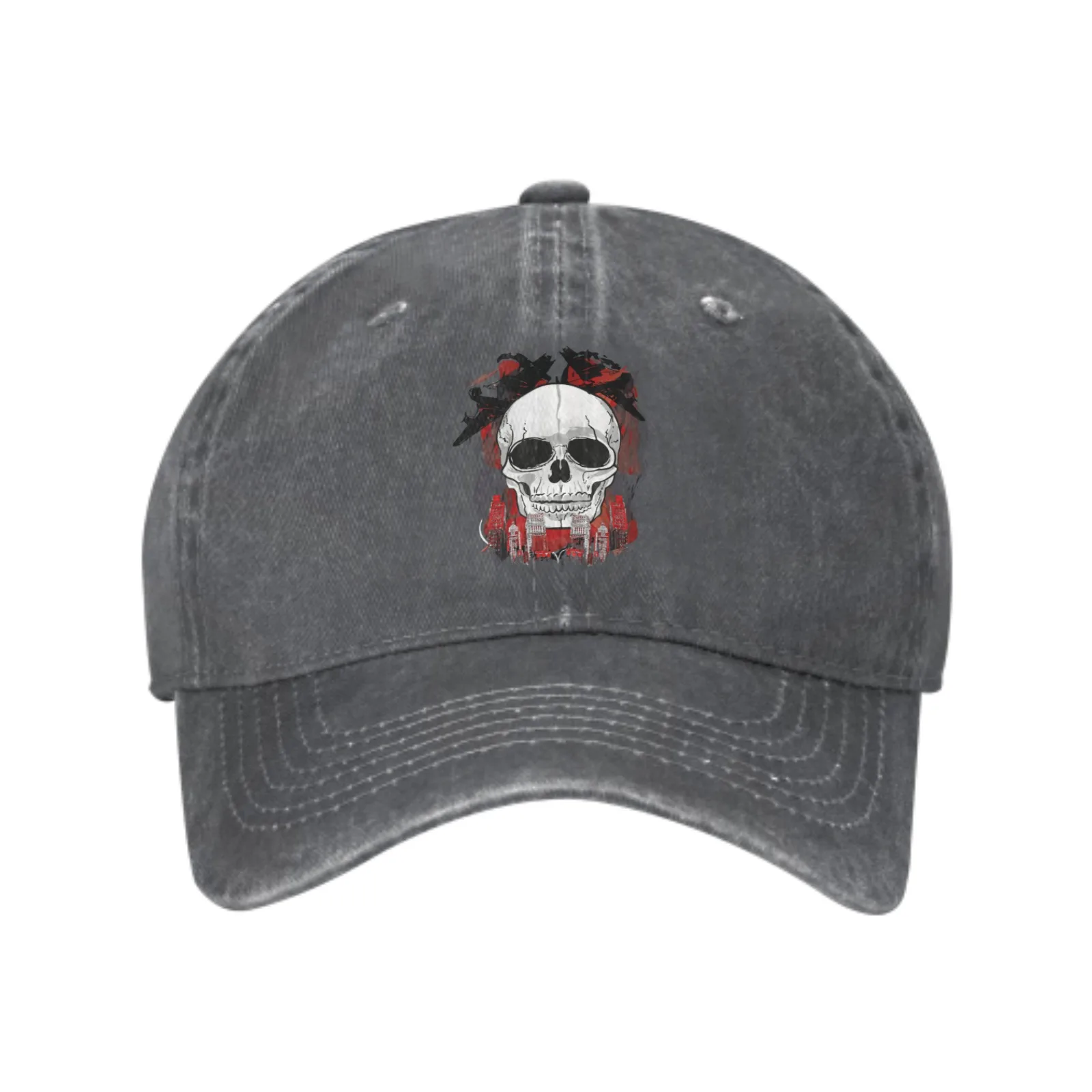 

Skull Denim Baseball Caps for Men Women Adjustable Fashion Casual Trucker Hats for Outdoor Fishing Activities