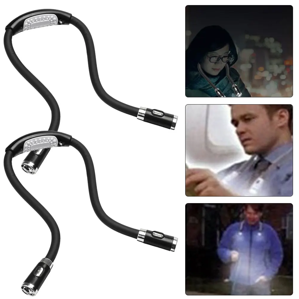 

2 шт. гибкие светодиодные фонарики для чтения книг на шее (черные)