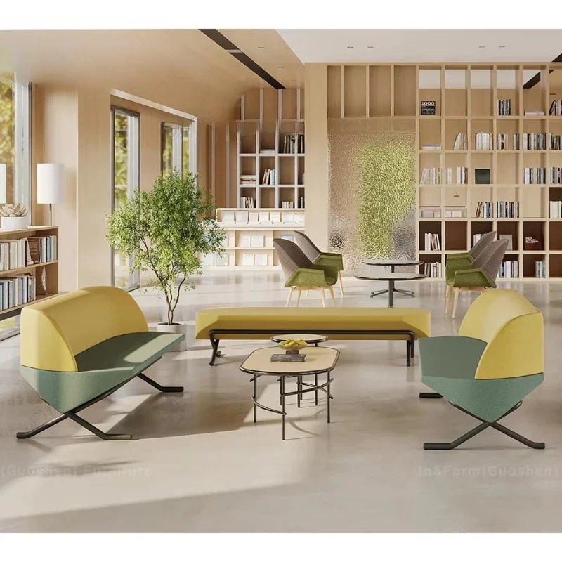 Luxury high quality anti-wear advanced color fastness comfortable school library furniture reception bench sofa cover