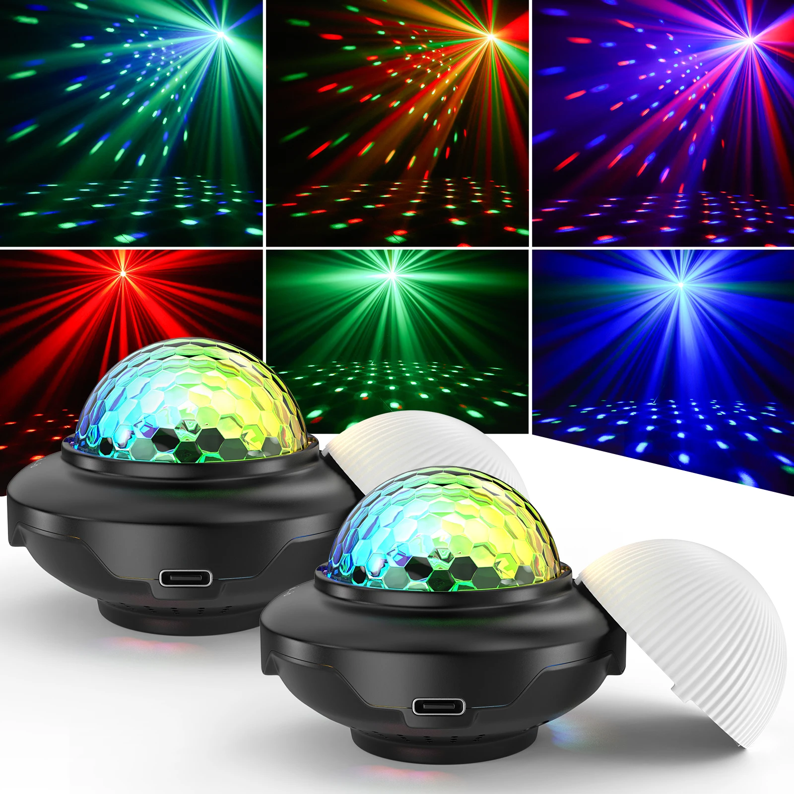 

GEFENSI 2 шт. USB мини голосовой волшебный шар свет светодиодный диско-шар DJ атмосферный свет пульт дистанционного управления стробоскоп ночник