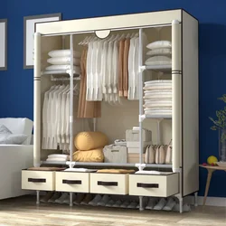 Enlarged Wardrobe Open Closets Economical Assembly Bedroom Furniture 150CM Assembly Closet for Clothes with 4 Storag Cabinets