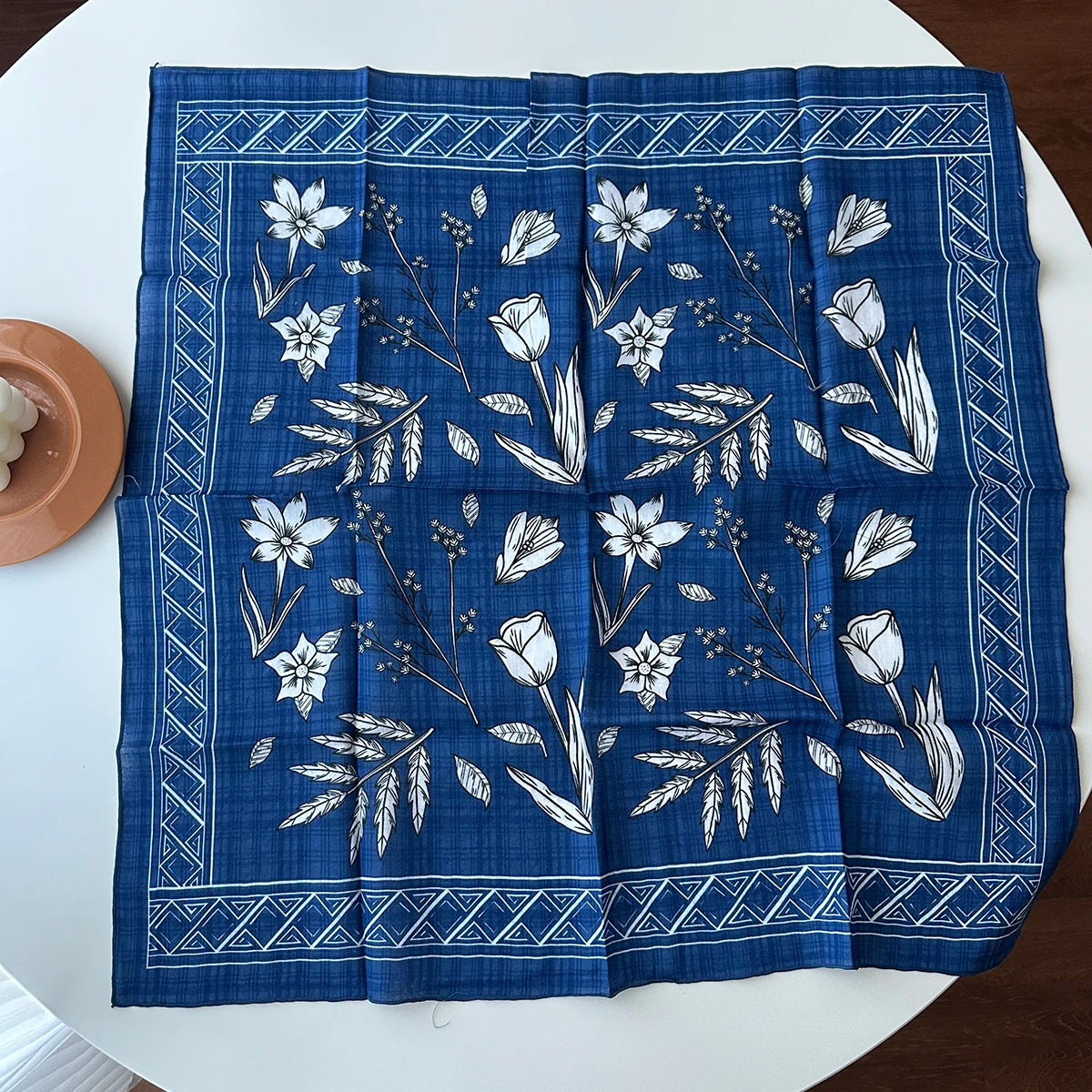 Bohemian 1Pc Women's Small Silk Scarf 55*55cm Small Square Scarf European and American Versatile Flower Print Scarf Summer Beach