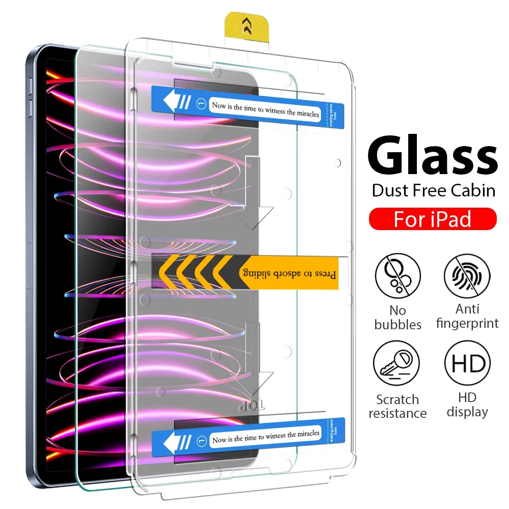 

For Ipad 10 9 10th 9th Generation Pro 12.9 6th 11 4th Screen Protector For Ipad Air 5 4 8th 10.2 Dust Free Cabin Tempered Glass