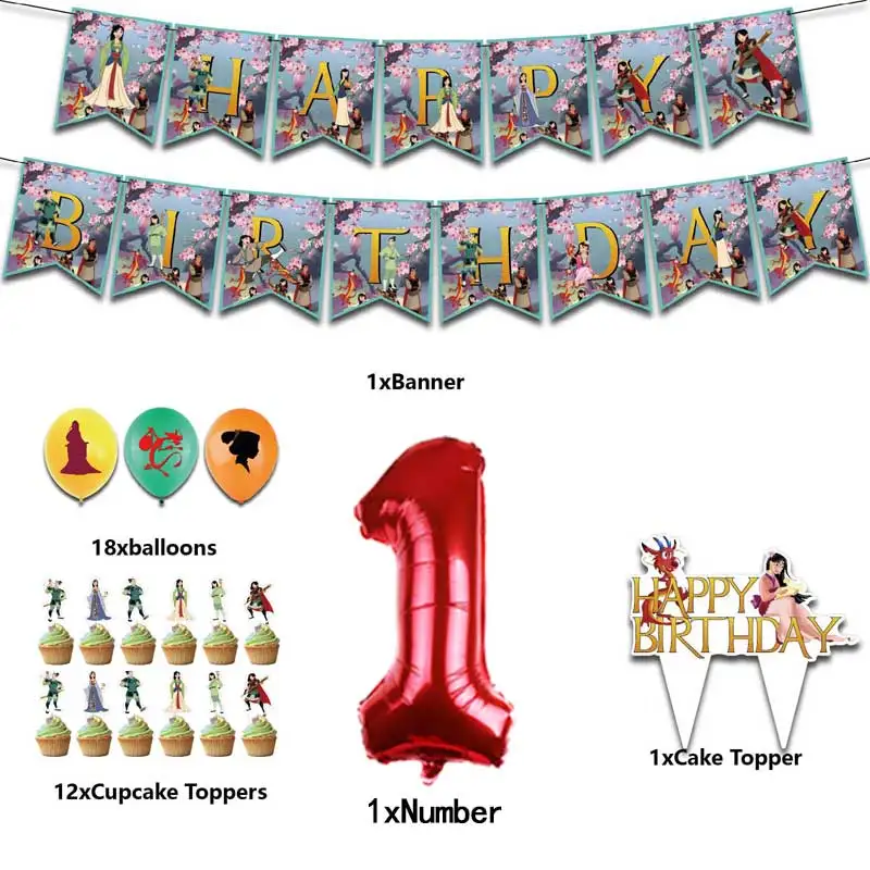 Disney-globos con temática Mulan para fiesta de cumpleaños, decoraciones grandes de papel de aluminio para Baby Shower, juguetes para niños, regalos para niñas, decoración del hogar