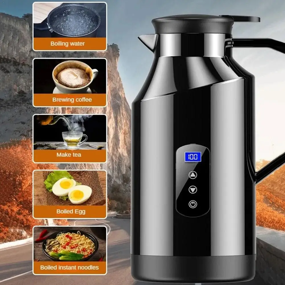 

Автомобильный электрический чайник 1,5 л/1,2 л, материал SUS 304, 12 В и 24 В, нагревательная изоляционная чашка, универсальный водонагреватель для крупных грузовиков