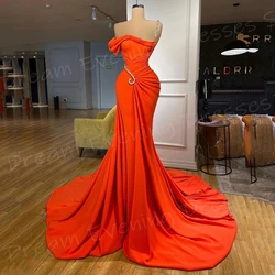 2025 Graceful Orange Mermaid Generous Women's Evening Dresses Sleeveless Customized Formal Party Prom Gowns Beaded Abiye Elbise