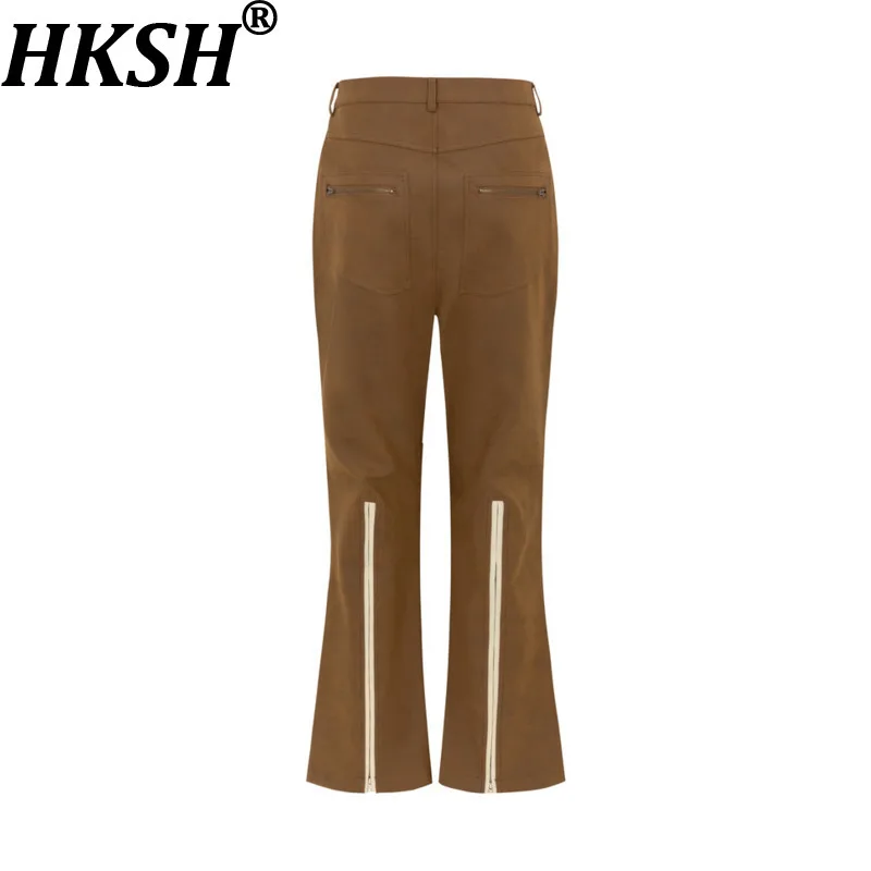 

HKSH Spring Autumn New Men Dark Tide Retro Suede Flared Pants Ins Techwear Floor-Length Chic Fit High Street Avant-Garde HK17728
