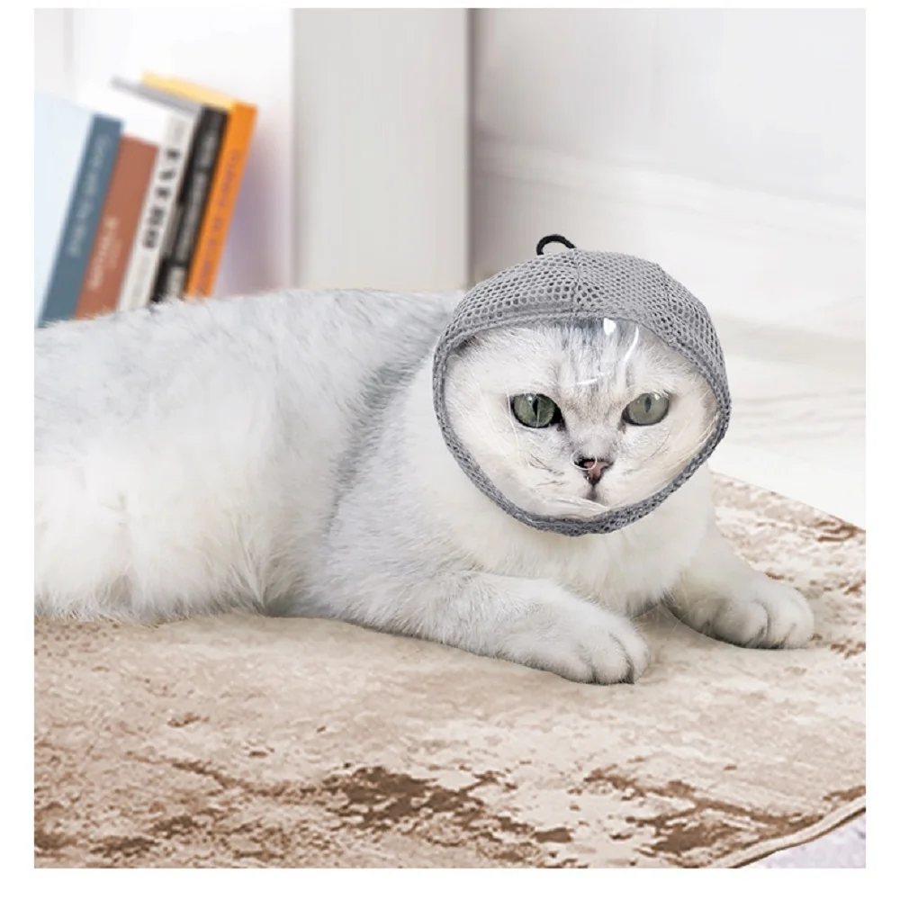 Maulkorb, verstellbare Größe, Anti-Biss-Lecken, atmungsaktive Gesichtsmaske, Katzen-Kopfbedeckung, Baden, Reinigung, Schönheit, Heimtierbedarf