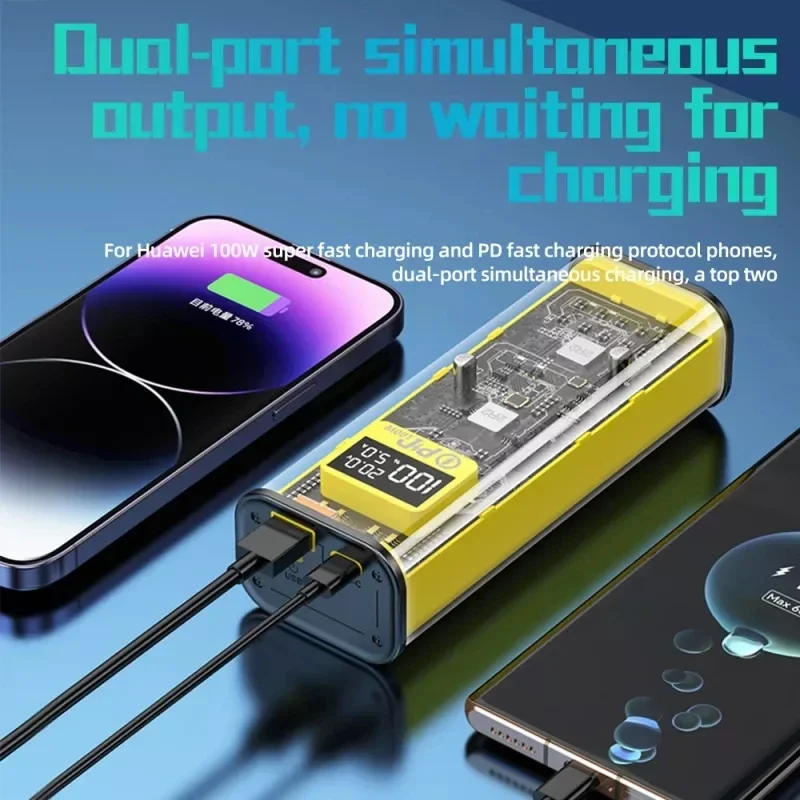 20000mAh 100W Large Capacity Power Bank PD20W USB C Fast Charging Portable External Battery Charger For iPhone 15 Xiaomi Samsung