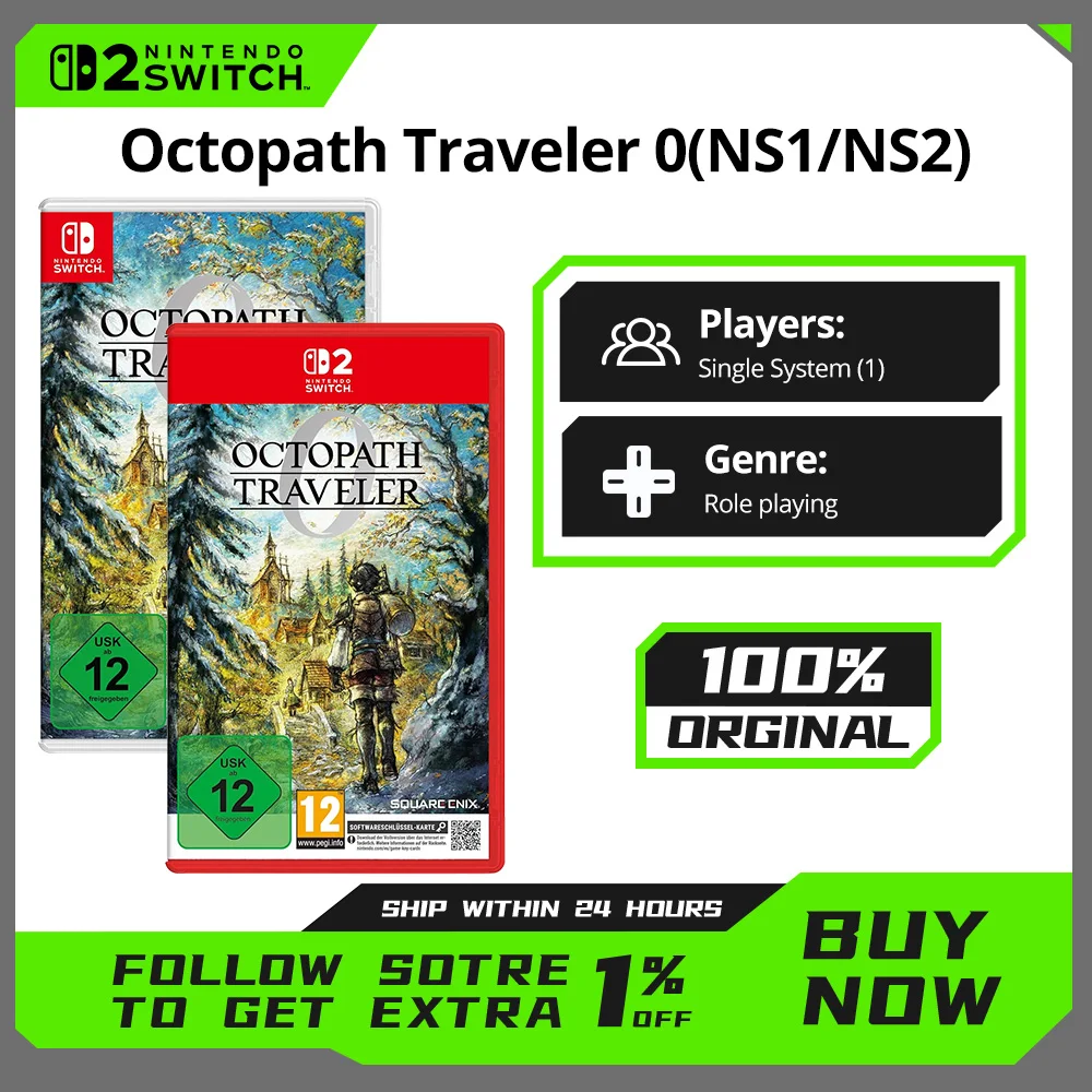 Nintendo Switch Game - Octopath Traveler 0 - NS1/NS2 Games Cartridge Physical Card Party for Switch OLED Lite