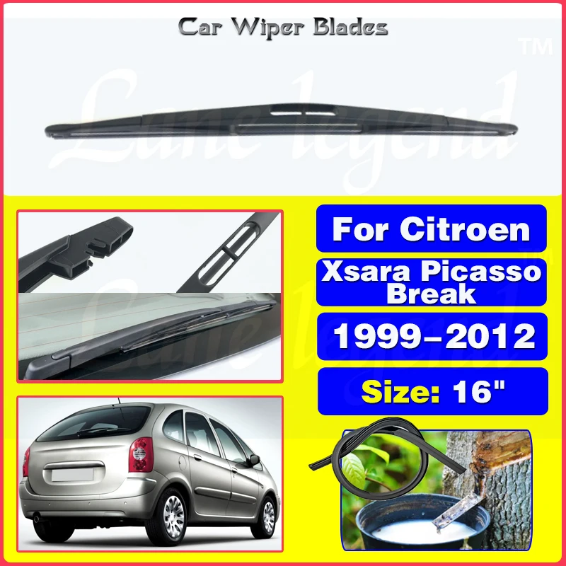 16 "ใบปัดน้ําฝนด้านหลังกระจกกระจก Tailgate หน้าต่างฝนแปรงสําหรับ Citroen Xsara Picasso Break 1999-2012 รถอุปกรณ์เสริม