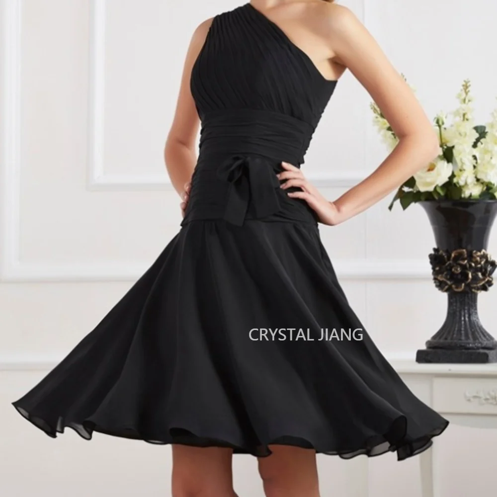 

2023 New Arrival Elegant Short One Shoulder Chiffon Homecoming Dresses A Line Knee Length Prom Dress Robe de soirée for Women