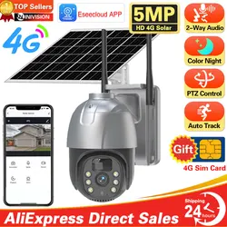 5MP Solar Battery 4G Sim Card Wireless PTZ Security Camera Outdoor Auto tracking Wifi CCTV Surveillance Camera Home Smart life