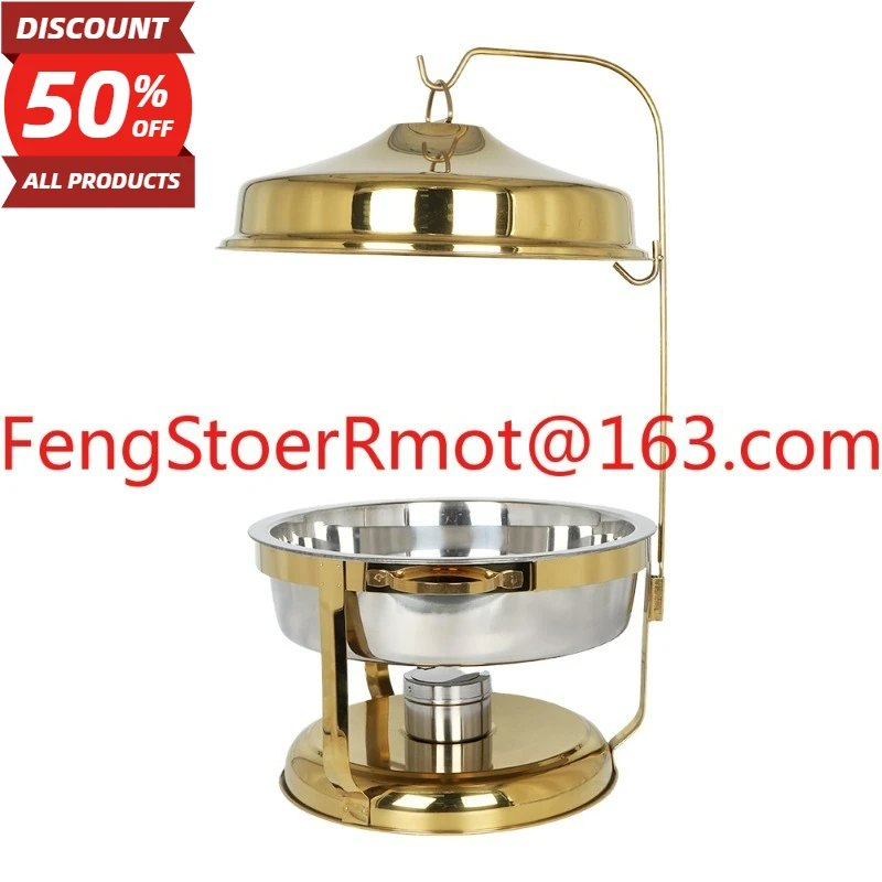 Stainless steel food warmer with hinged cover 9L/4.5L large capacity buffet set insulation plate suitable for luxury weddings