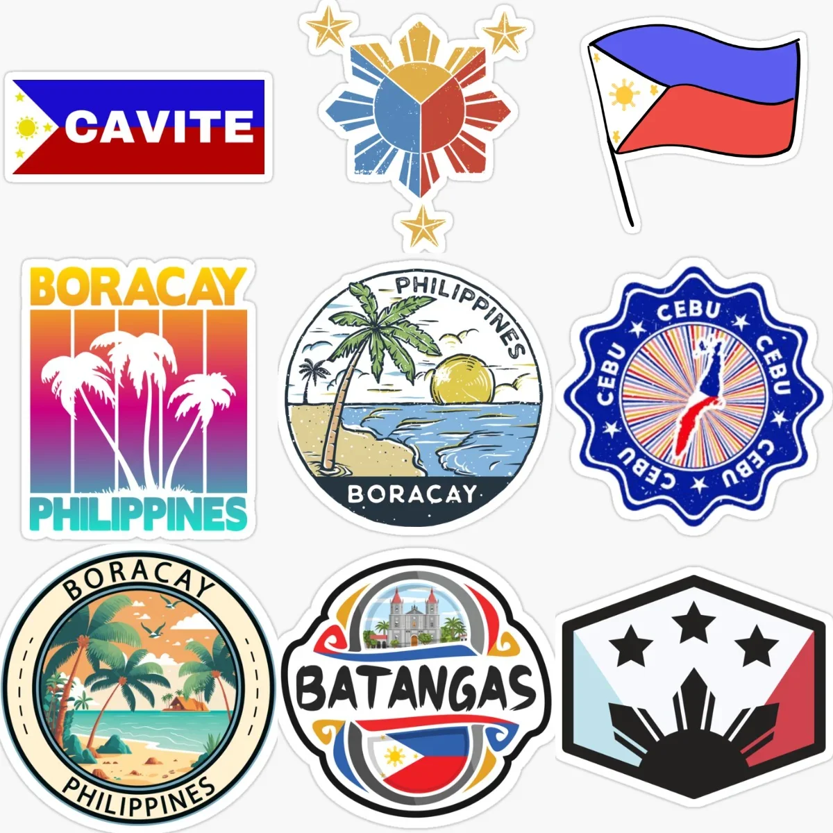 Philippine Flag Map National Emblem Creative PVC Stickers for Car Bicycle Helmet Wall Window Fridge Table Decoration Accessories