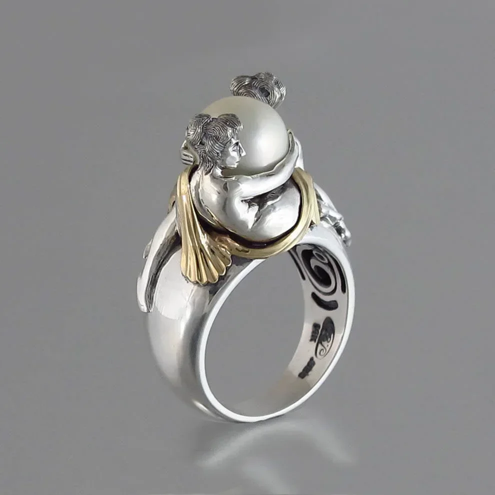 Anillo de Plata de Ley 925 auténtica con perlas blancas naturales para mujer, Anillos de plata 925, joyería de piedras preciosas, caja de Anillos de Bizuteria con perlas Bague