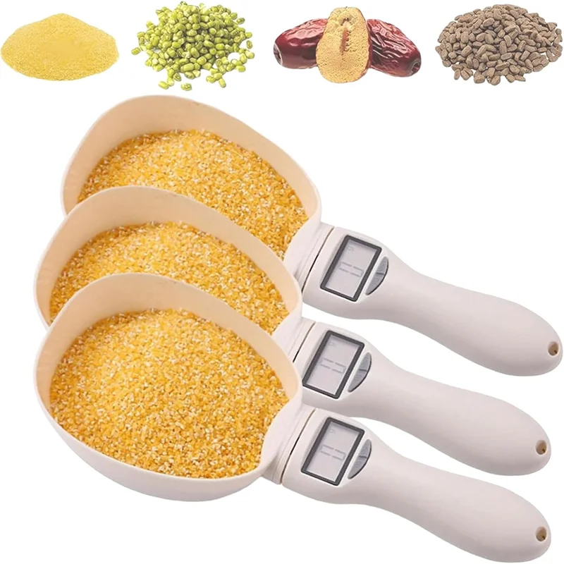 مقياس مغرفة قياس الطعام N04R، مقياس الطعام مع آلة حاسبة غذائية، مقياس وزن ملعقة 800 جرام/1 جرام عالي مع شاشة Lcd 3 قطع