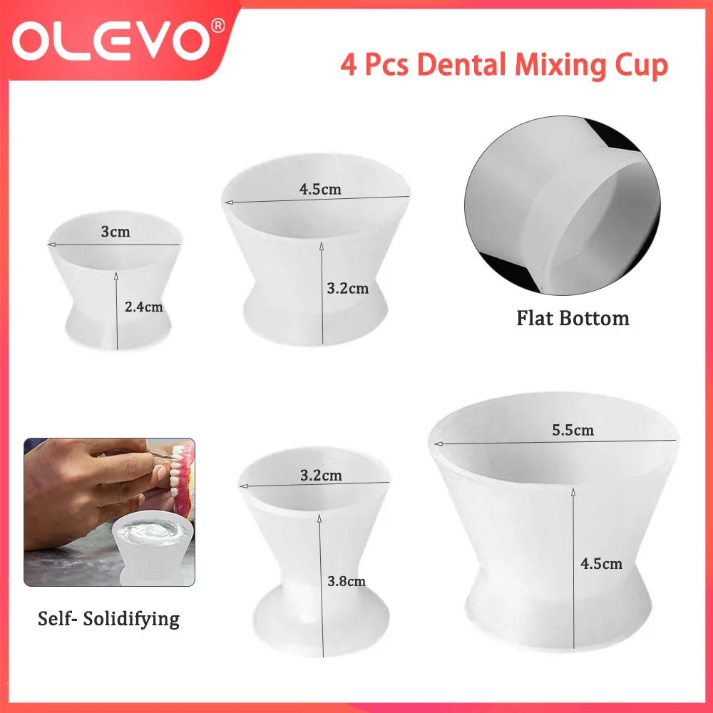 OLEVO 4 Pcs Dental Silicone Mixing Bowl Flexible Self Solidifying Cup Dishes No-Stick Flexible Dentistry Laboratory Tools