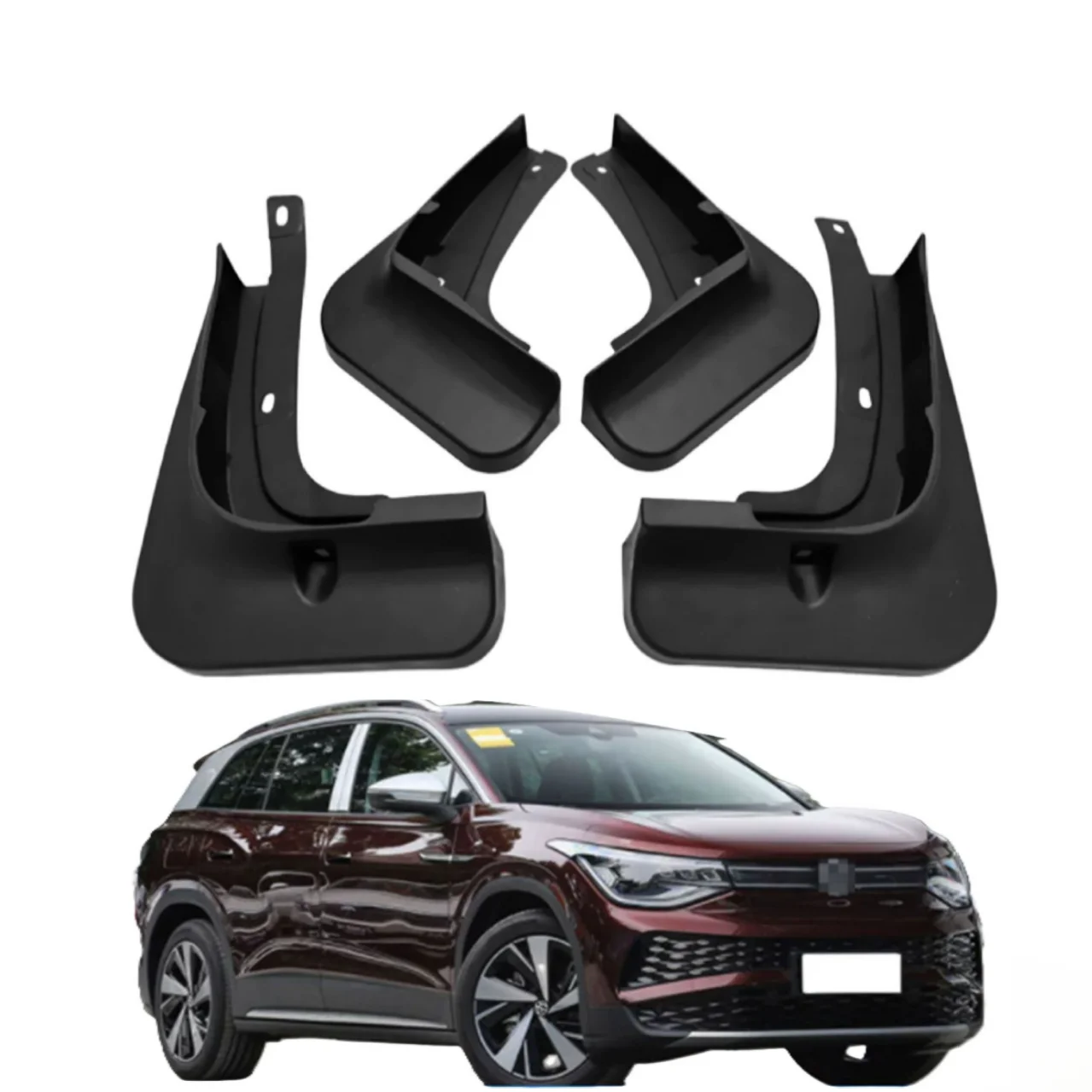 

Waterproof Wear-resistant Front Rear PP 4Pcs Black Fender for Volkswagen ID.6X 2021 Anti-splash Mud Flap Mudflap Accessories