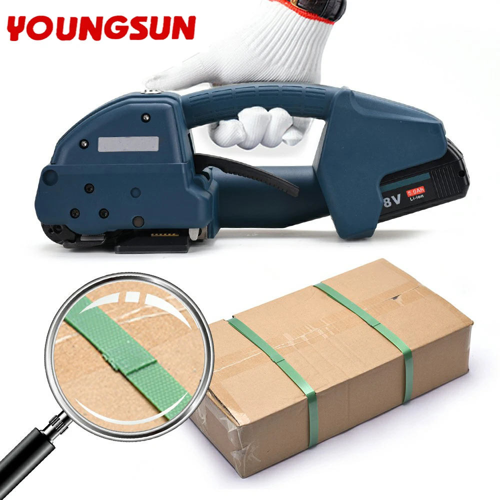 Batteria automatica a grande forza di tensione Pp Pet Q2 13-16mm Strumento di reggiatura per batteria piccola senza pulsanti portatile