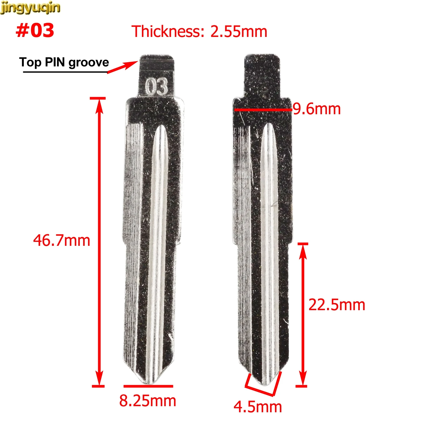 Jingyuqinリモートフリップ車のキーブランクノーカットブレードNo.03 15 25 69 104万里の長城havalホバーH1 H2 h3 H5 H8 H9交換