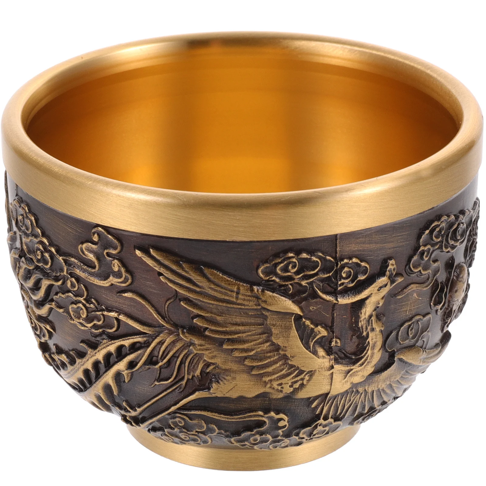

1pcs Dragon Phoenix Tea Cup Zinc Alloy Retro Kungfu Teacup For Home Office Decor Metal Drinkware Kitchen Bar Accessories