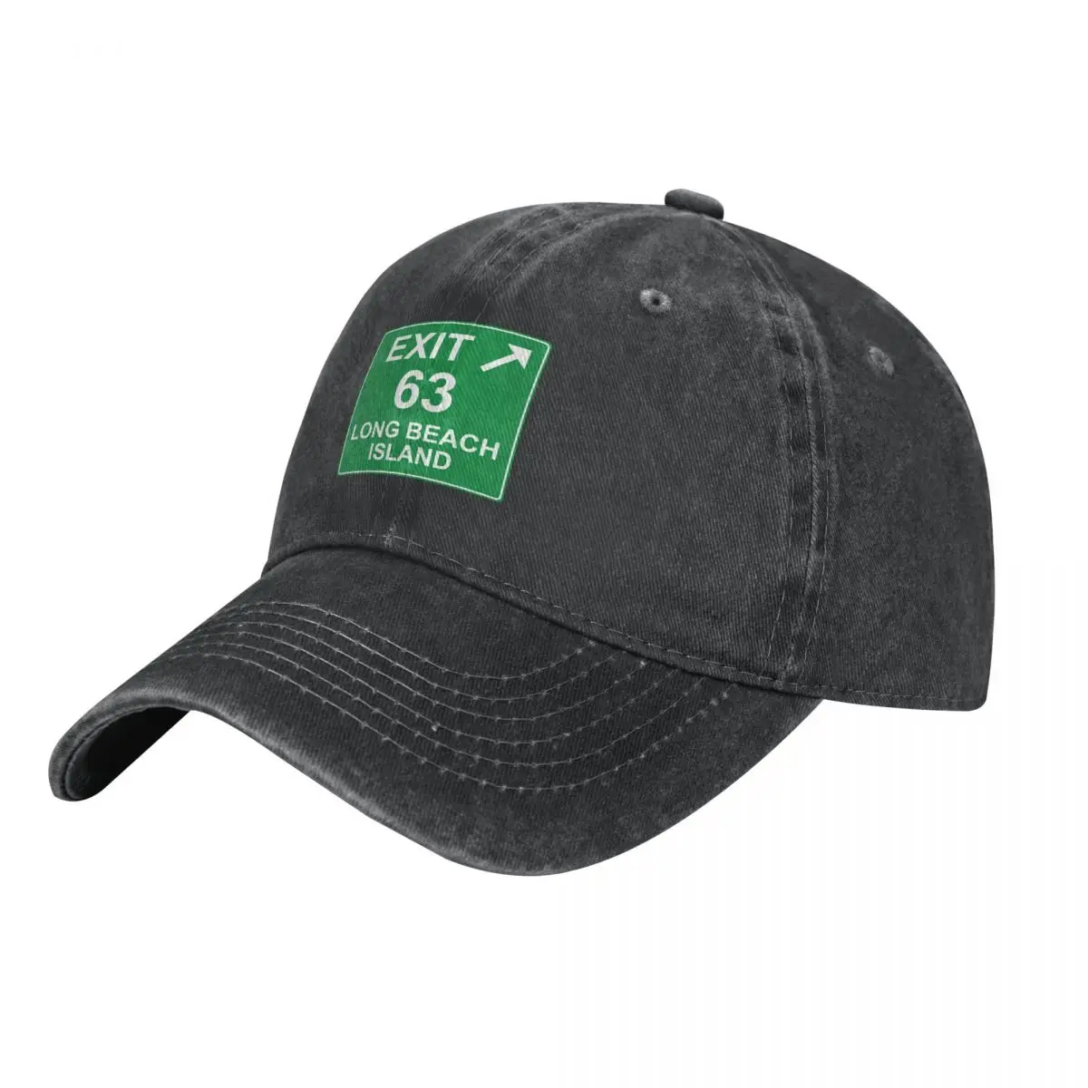 Exit 63 - Long Beach Island Exit Sign Cowboy Hat western Hat hard hat New Bobble Trucker Hats For Men Women's