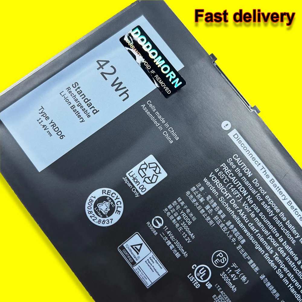 Imagem -05 - para Dell Inspiron 5480 5485 5585 5490 5590 5491 5591 3493 3593 Vostro 3490 3590 3491 3591 Latitude 3310 Bateria do Portátil Yrdd6