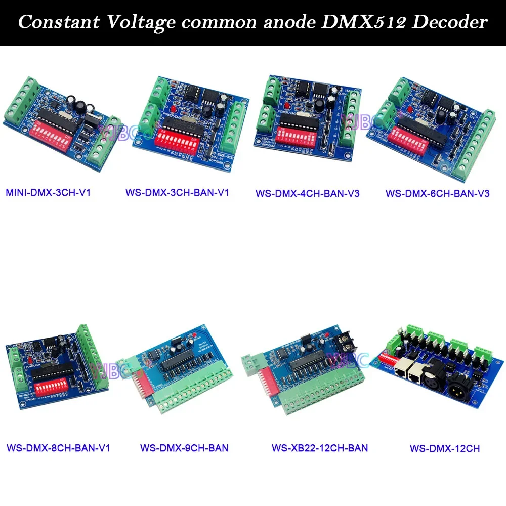 5V 12V 24V DC LED DMX512 Decoder 3CH 4CH 6CH 8CH 9CH 12CH Channel DMX Controller Board RGB RGBW DMX Decoder For LED Lights lamp