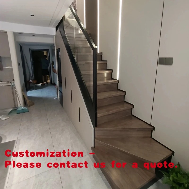 

custom.High Quality Modern L-Shaped Stairs with Double Steel Plate Treads Platform-Durable Professional Indoor
