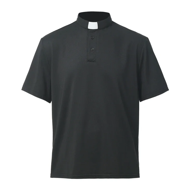 Men's Clergy Tab Collar Polo Shirt Short Sleeve Pastor Minister Preacher Shirt