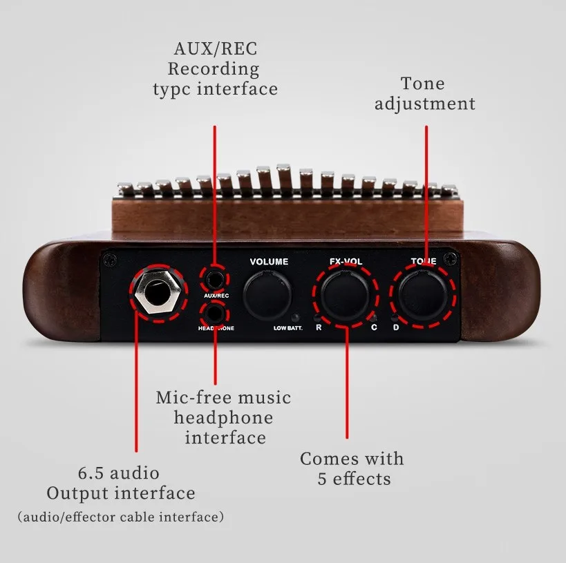 A-17 American Black Walnut Thumb Piano Electric Kalimba Musical Instrument Percussion Wooden Drum Kalimba Key view 3