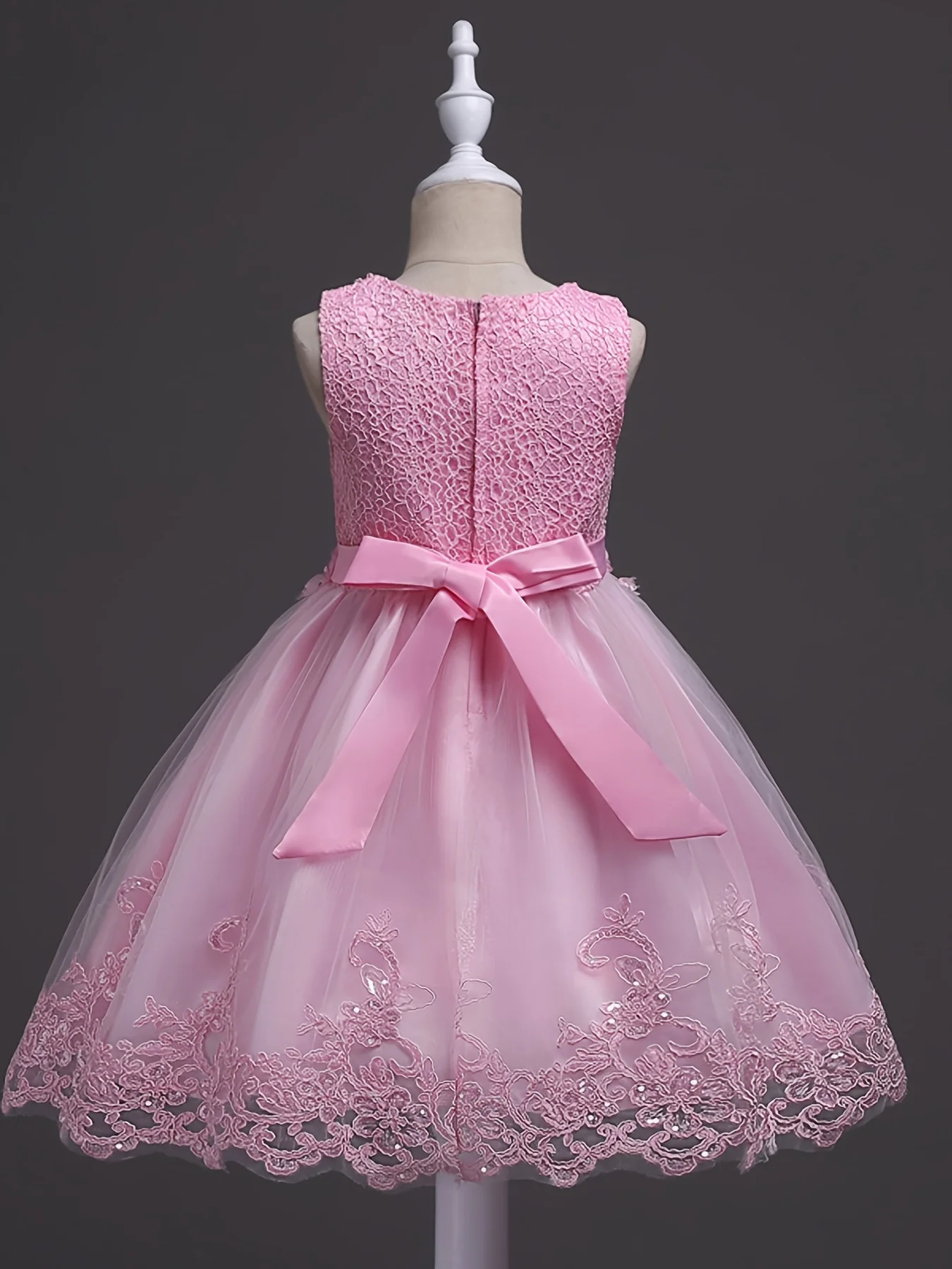 Girls Sleeveless Lace Floral Princess Dresses#981