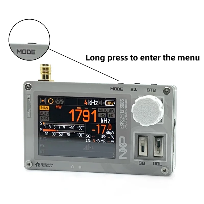 

APPLIA-2,0-дюймовый IPS-экран Mini TEF6686 DSP Радио ESP32 Полнодиапазонный коротковолновый приемник FM/LW MW/SW с пончиковой антенной